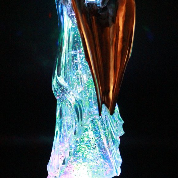 Angels Wings Trumpet Led Light Up Figurine Swirling Glitter Sparkling Snow Globe - Picture 4 of 8